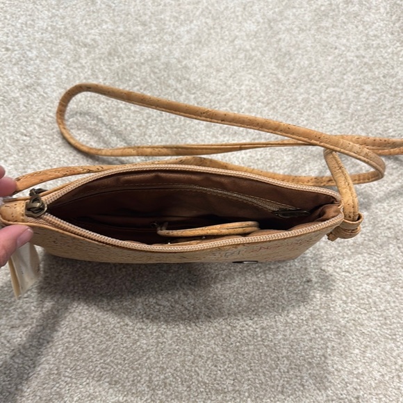 Tan Cork Crossbody Bag with Flap Closure - Picture 2 of 6
